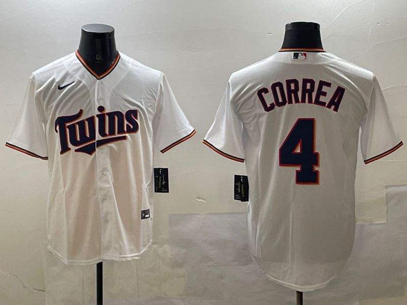 Men Minnesota Twins 4 Correa White Game 2025 Nike MLB Jersey style 1